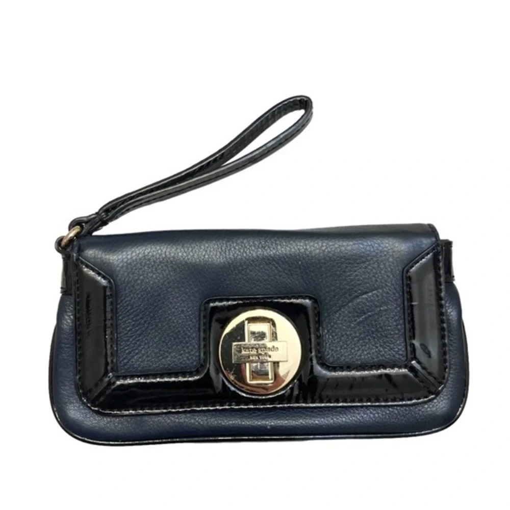 Kate spade dark blue & black wristlet clutch bag